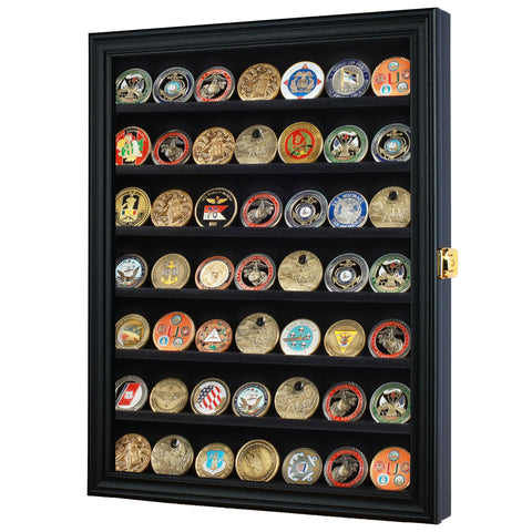 DisplayGifts grooved shelves detail for coin grip and stable display of coins.