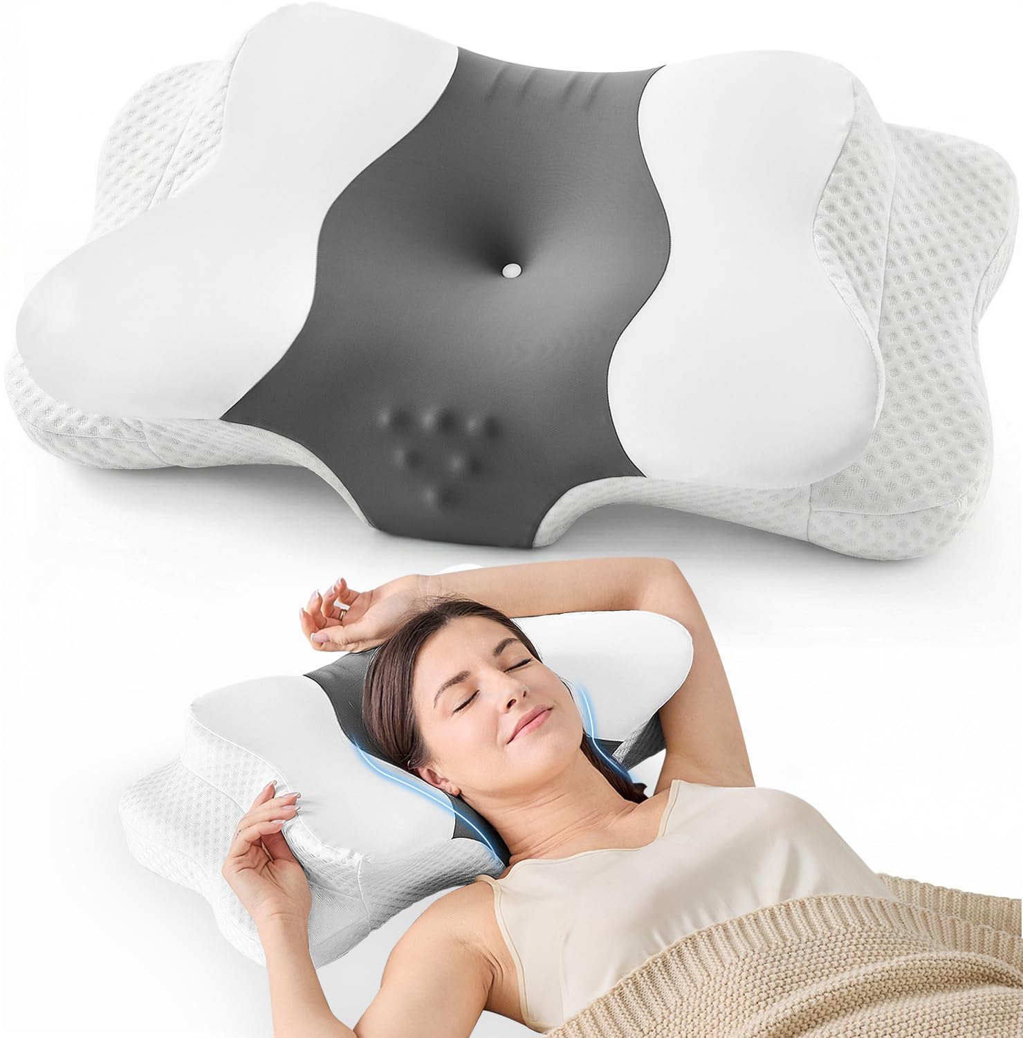 DISSA Cervical Pillow front view shows ergonomic neck support