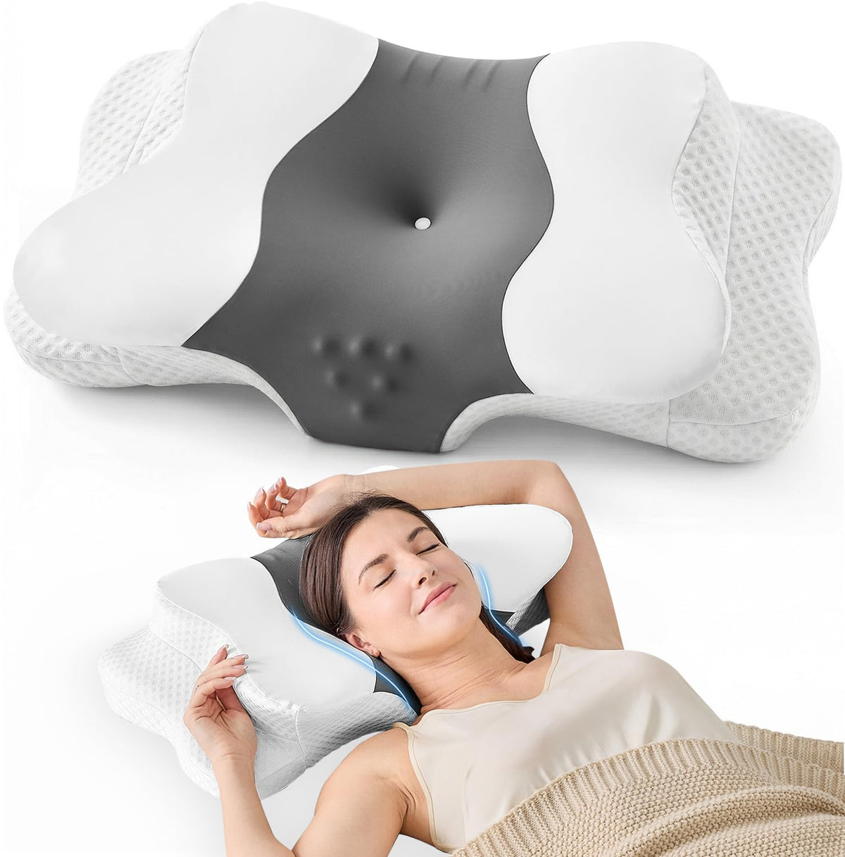 DISSA Cervical Pillow front view shows ergonomic neck support