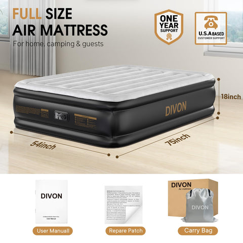 DIVON air mattress supports up to 660 pounds with stability