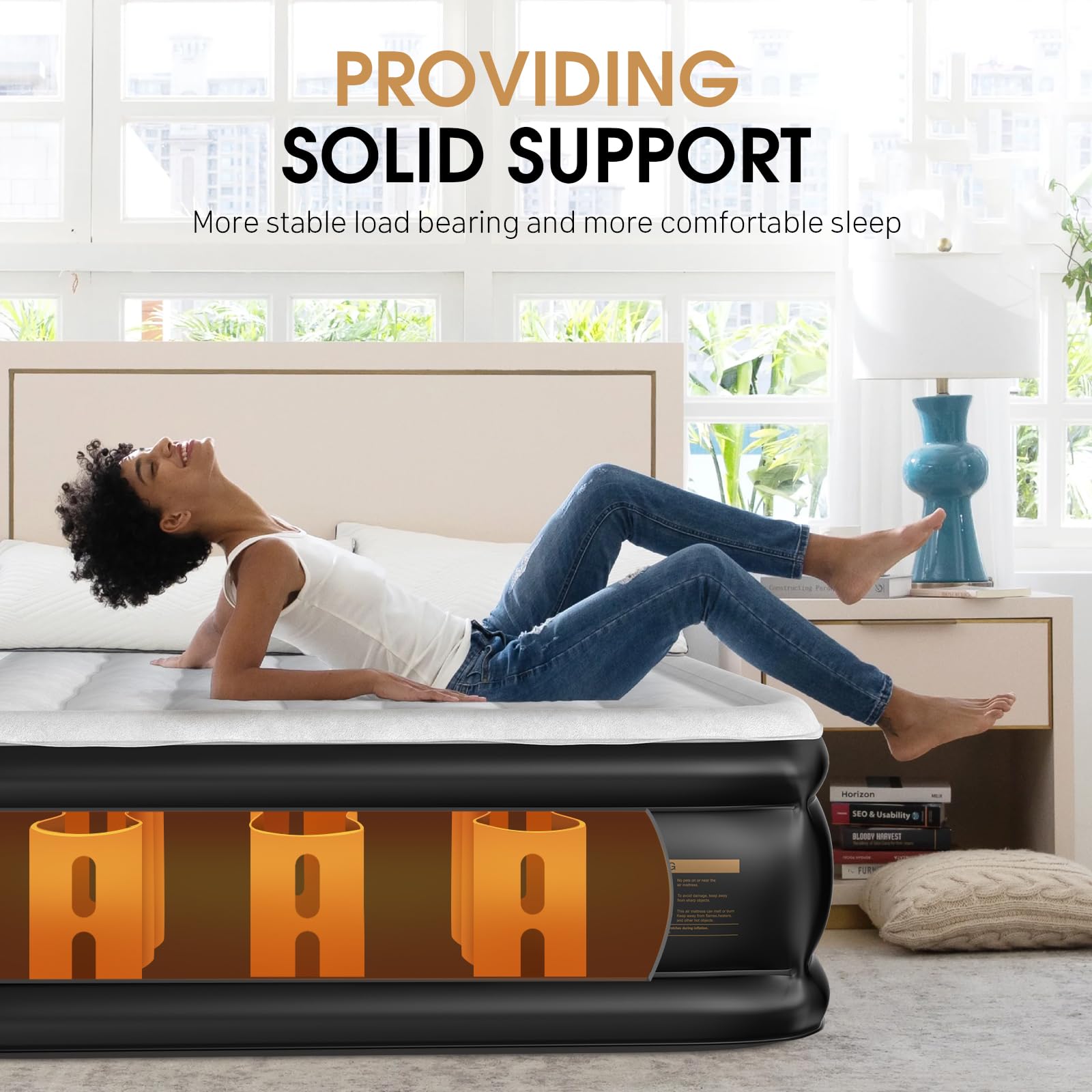DIVON air mattress with soft suede topper for a luxurious feel