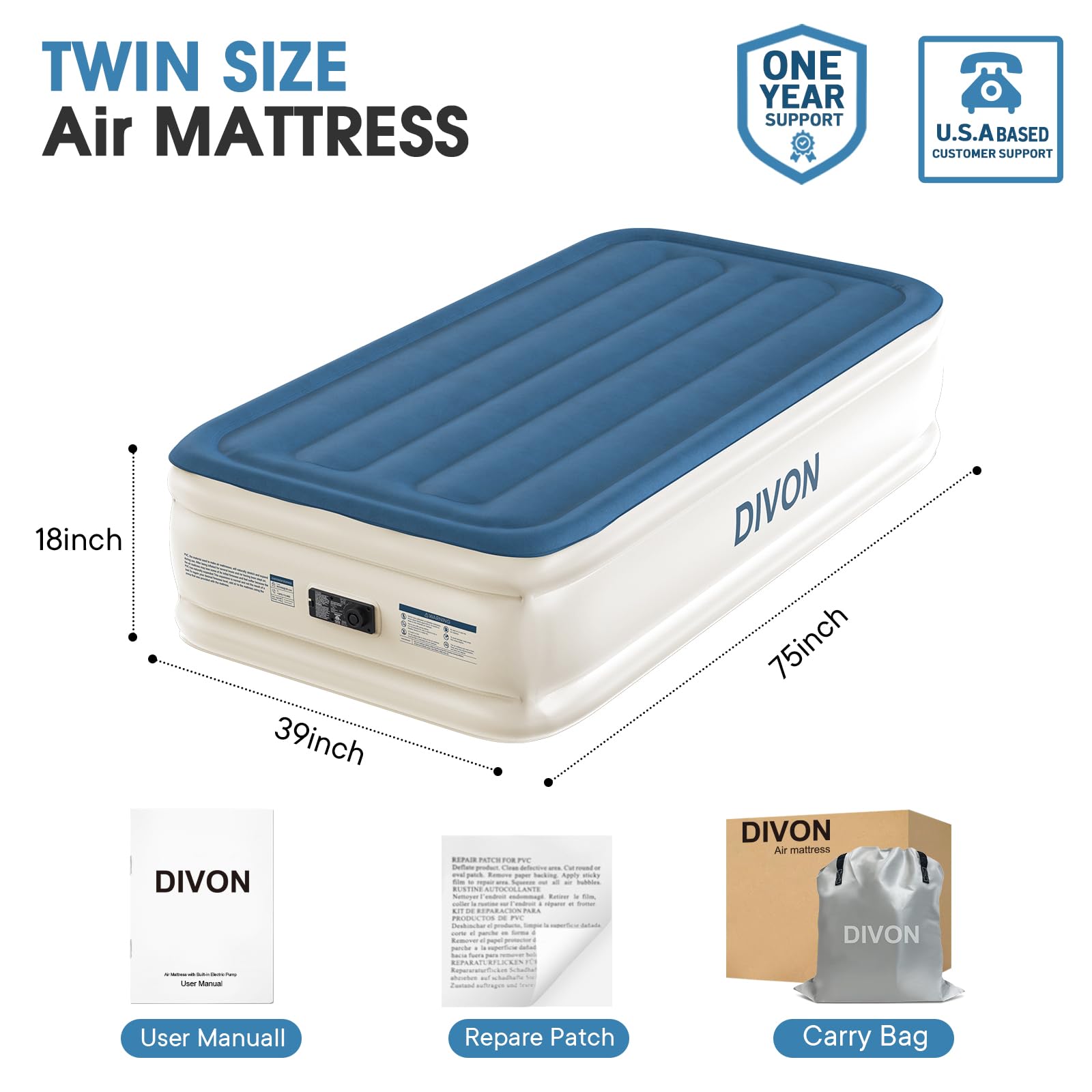 DIVON anti-slip bottom keeps mattress secure on hard floors.