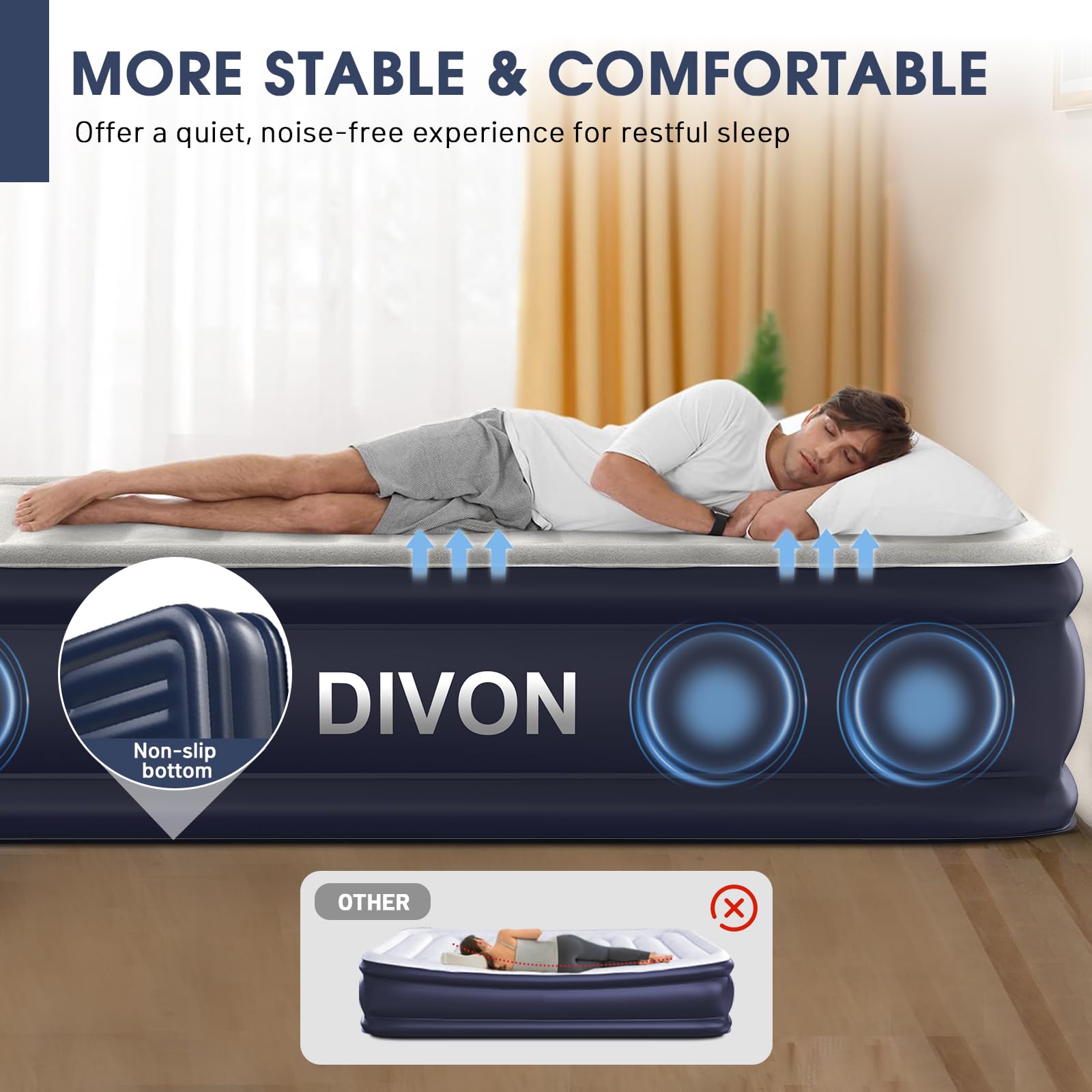 DIVON twin bed dimensions 75 by 39 by 18 inches for practical twin use