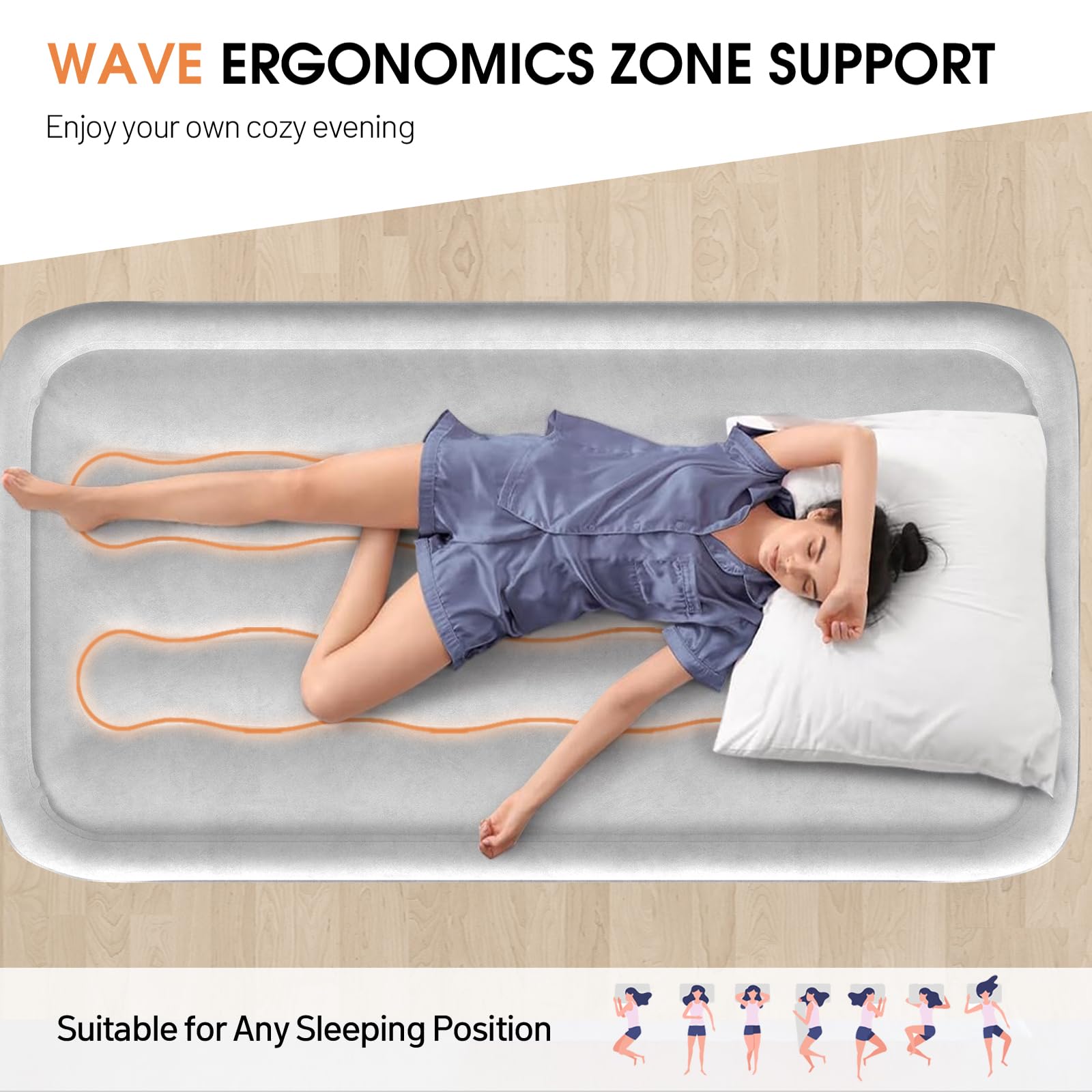 DIVON air mattress showing wave design topper for plush comfort