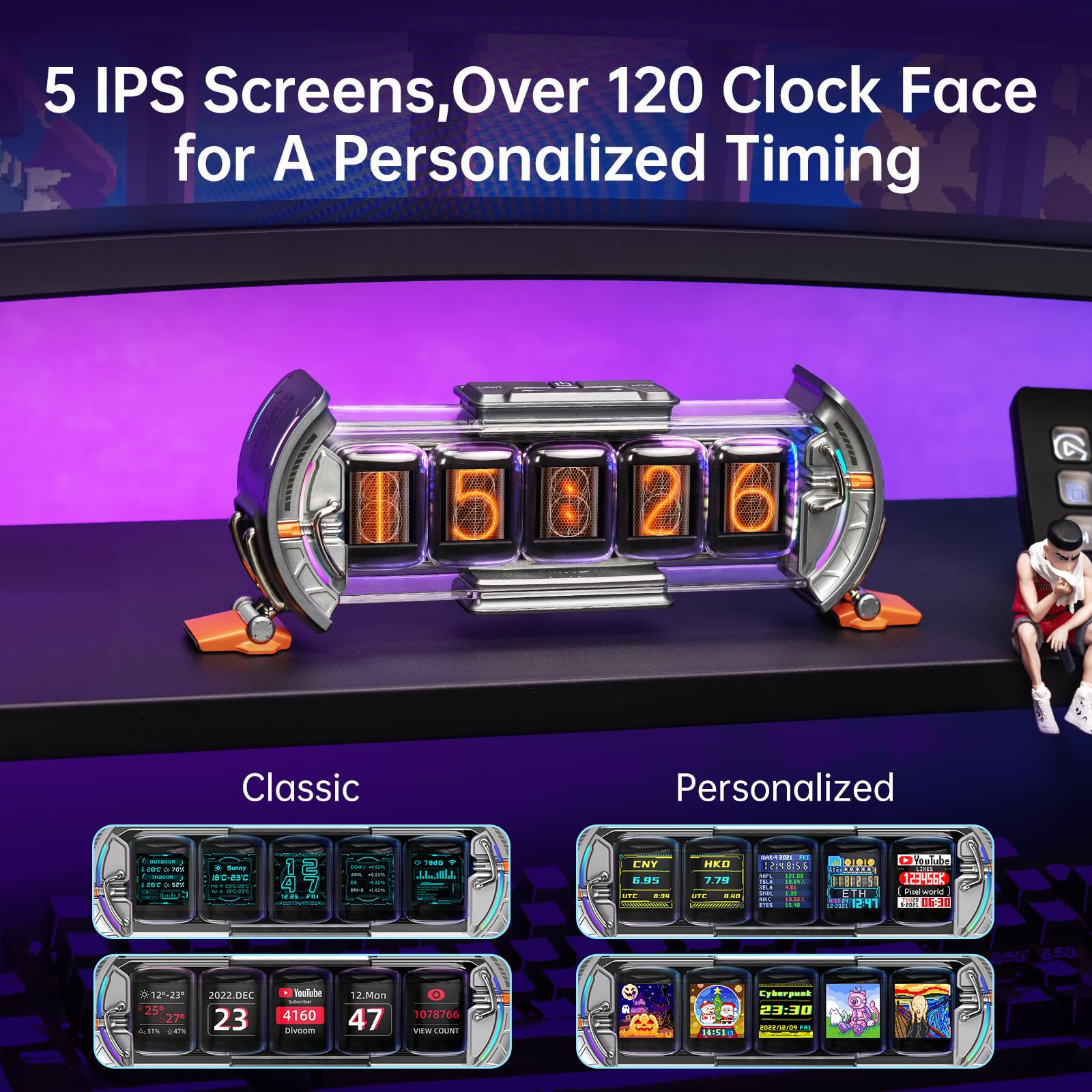Divoom Times Gate wifi-control display emphasizes continuous power for real-time data at your desk