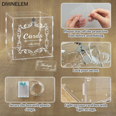 DIWNELEM card box with warm lighting adds a soft glow.