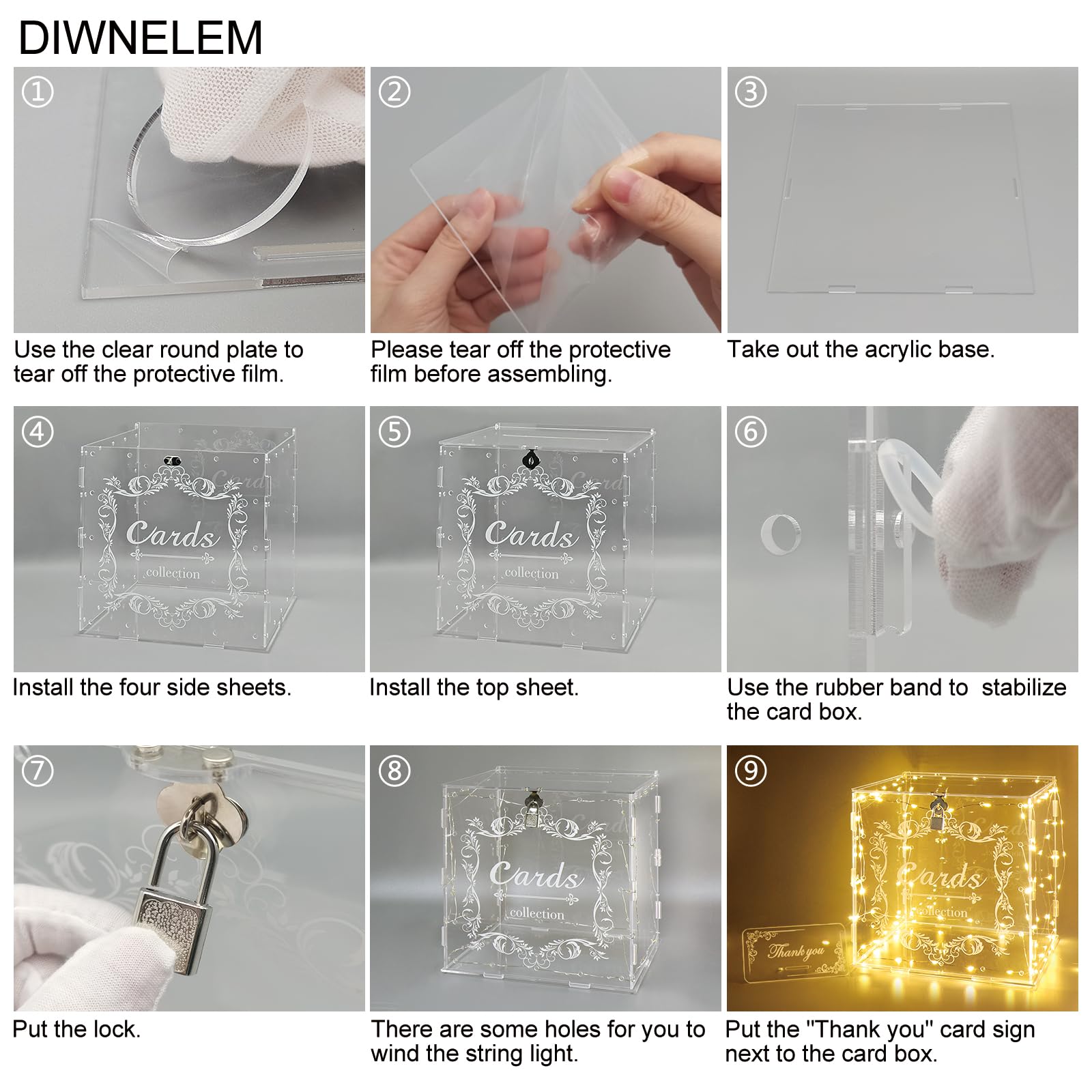 DIWNELEM easy-assembly card box simplifies event setup.