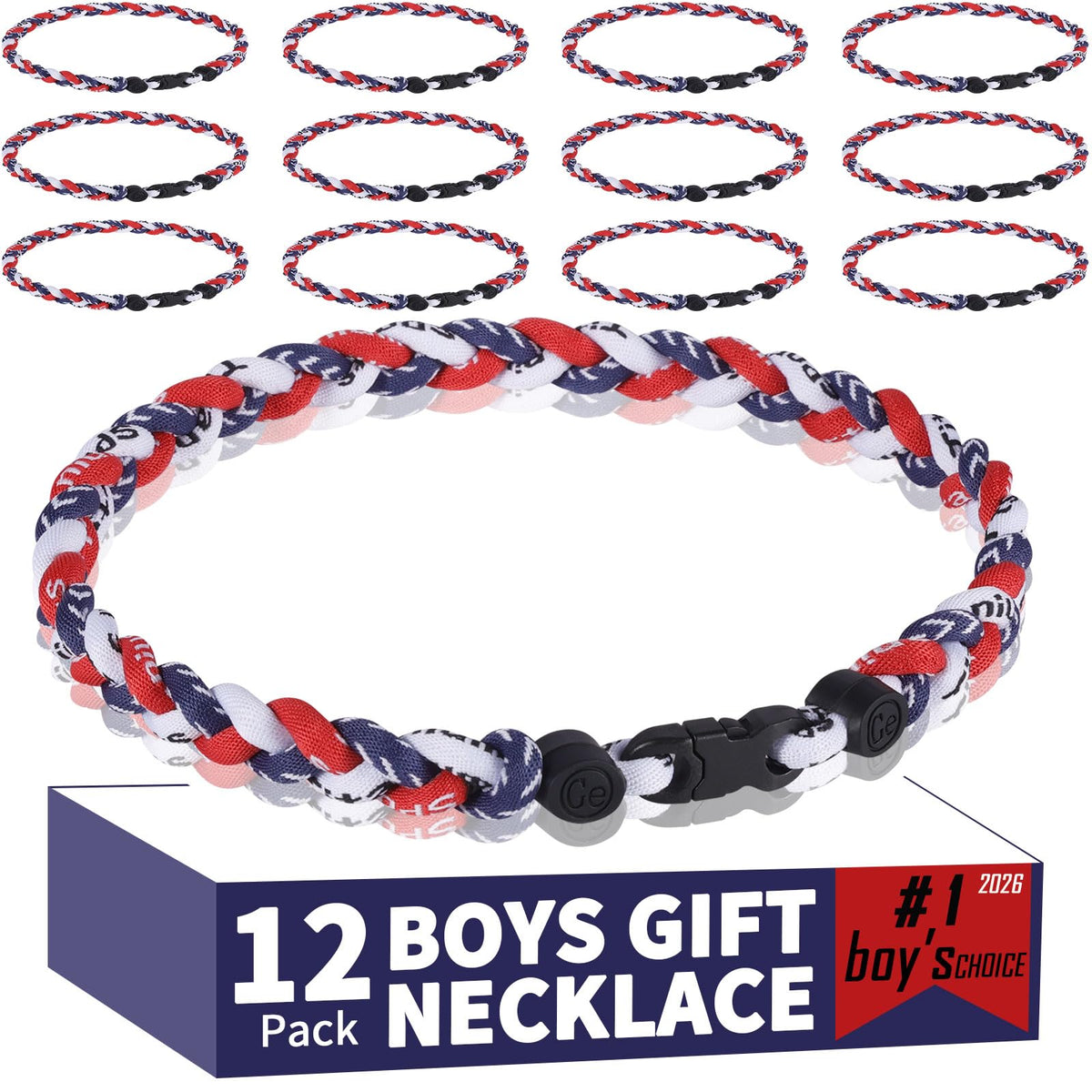 Dixlp baseball necklace close-up of tornado braid design for team look
