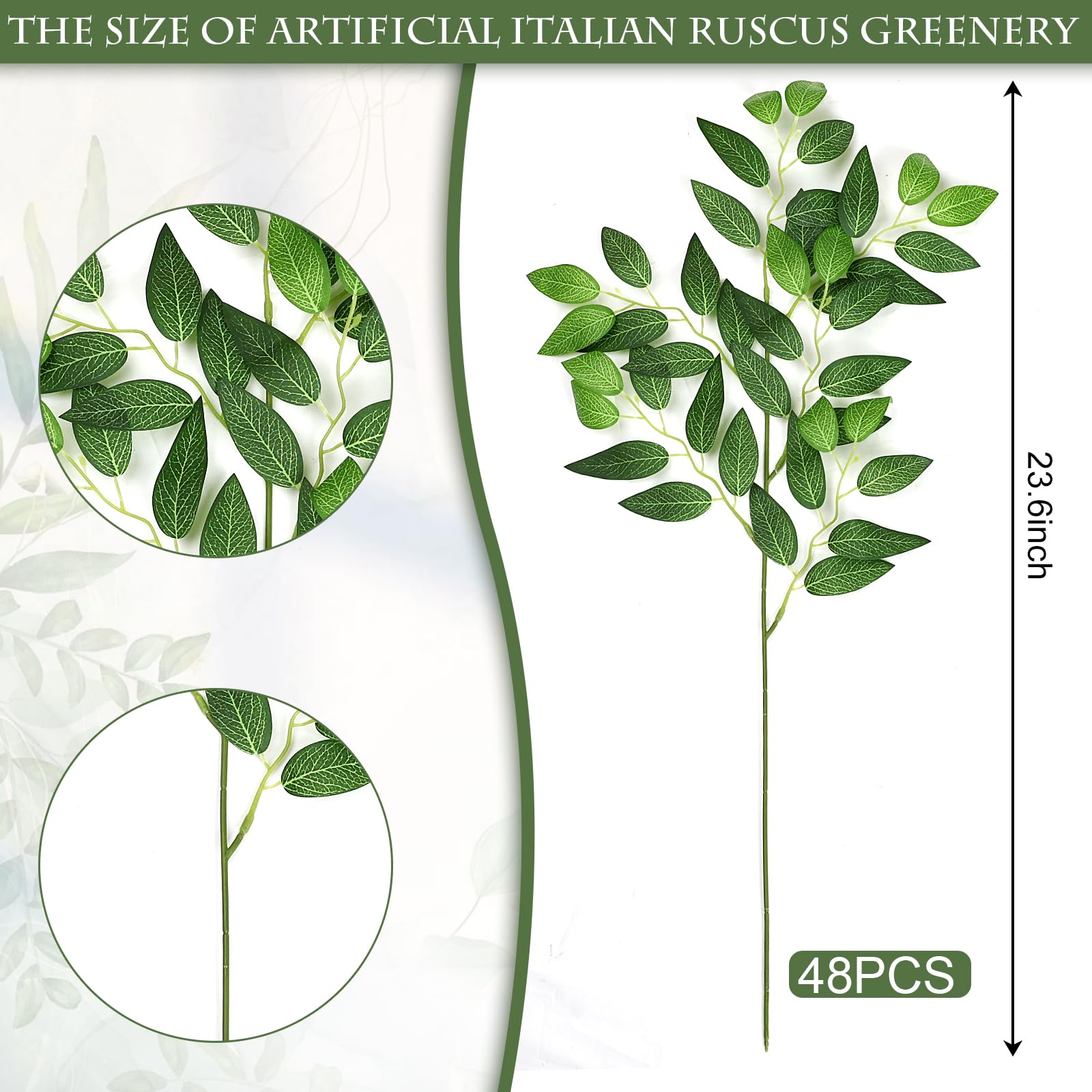 DIYDOFUN silk leaves close-up of Italian ruscus for realistic table decor