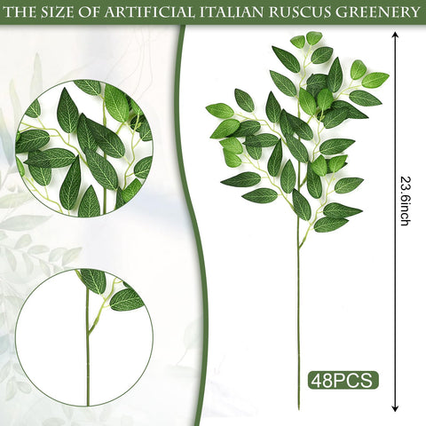 DIYDOFUN silk leaves close-up of Italian ruscus for realistic table decor