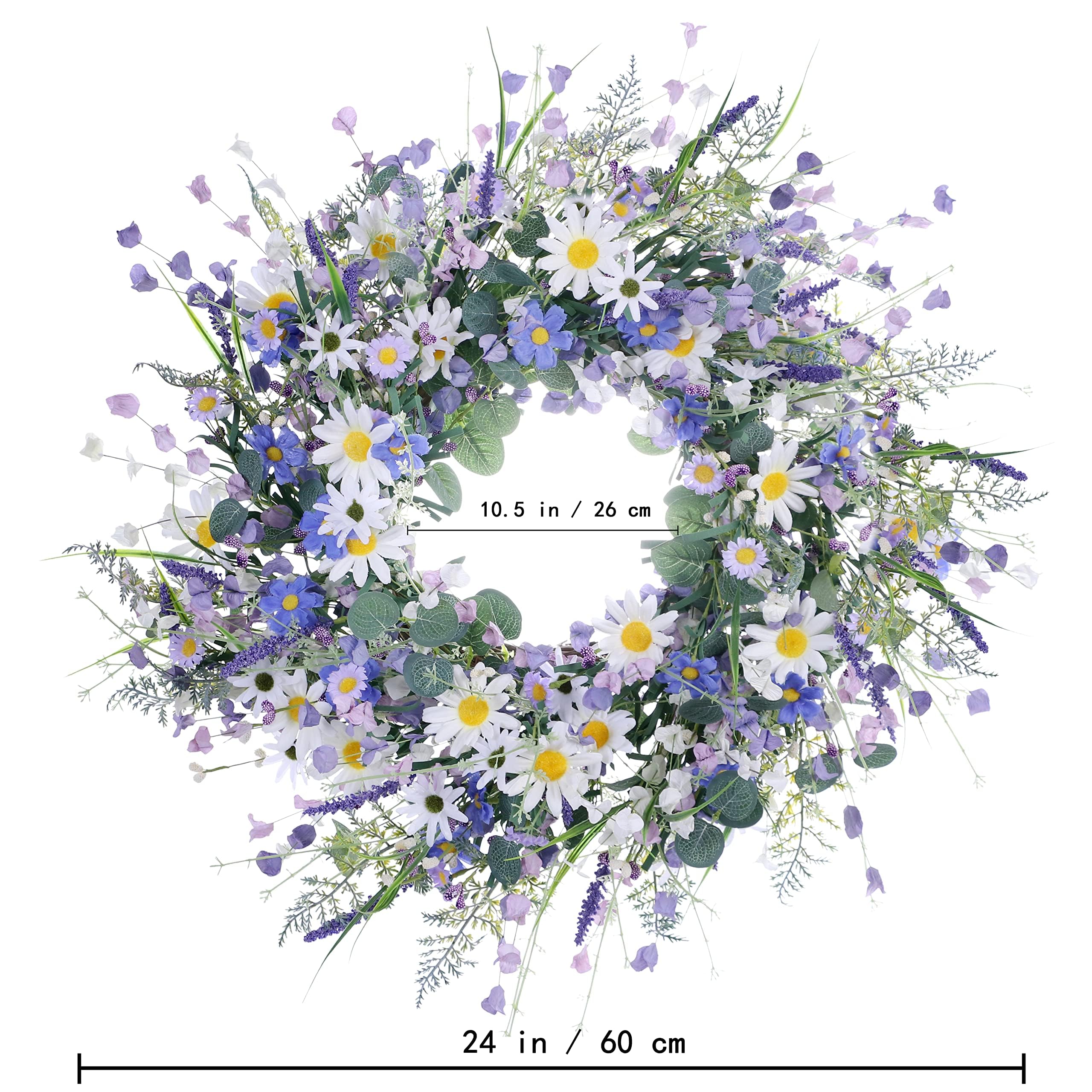 DIYFLORU 24in wreath size visual for doors, porches, or windows