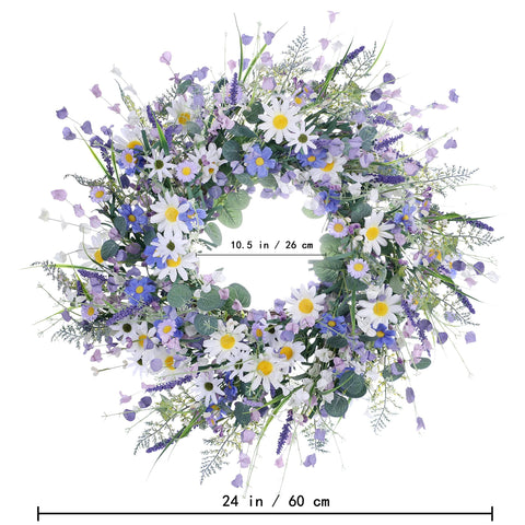 DIYFLORU 24in wreath size visual for doors, porches, or windows