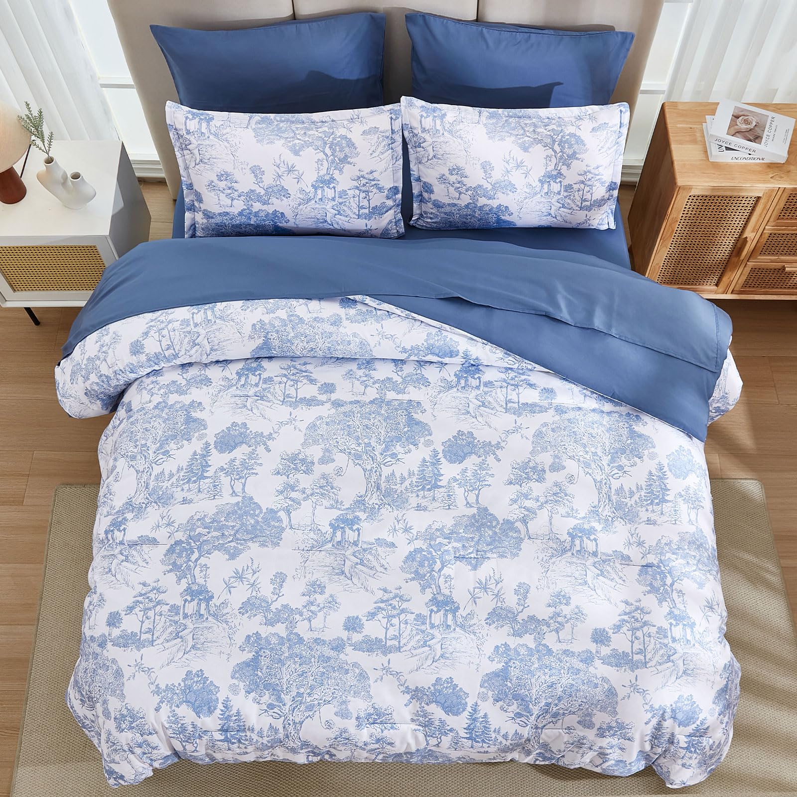 DJY 7-piece bed-in-a-bag set includes sheets and pillowcases for complete setup.