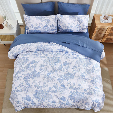 DJY 7-piece bed-in-a-bag set includes sheets and pillowcases for complete setup.