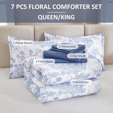 DJY blue comforter set queen microfiber fabric offers soft feel and easy care