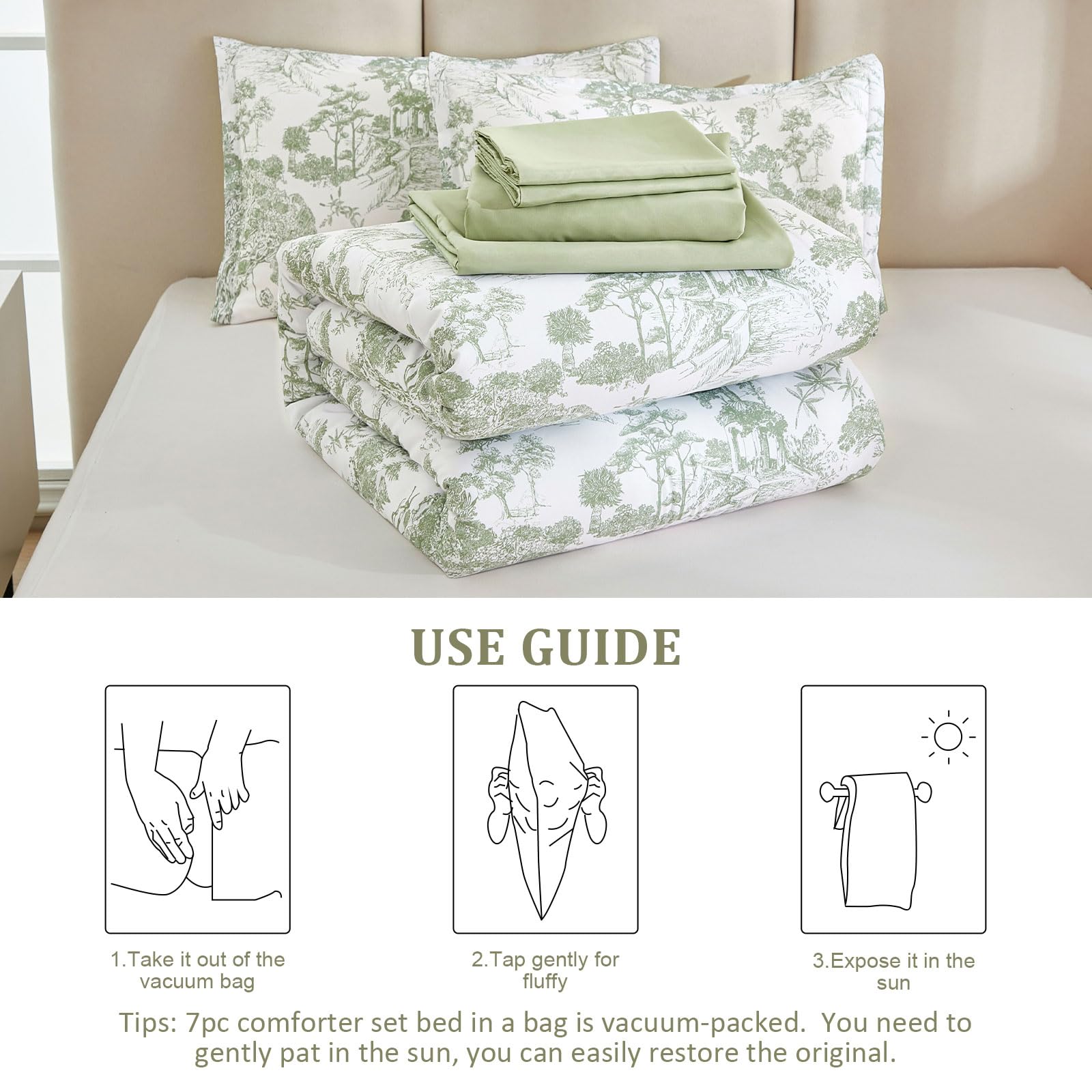 DJY Sage Green microfiber fabric delivers plush texture and year-round comfort.
