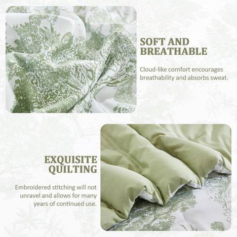 DJY Sage Green bedding stitching detail emphasizes durability and neat seams.