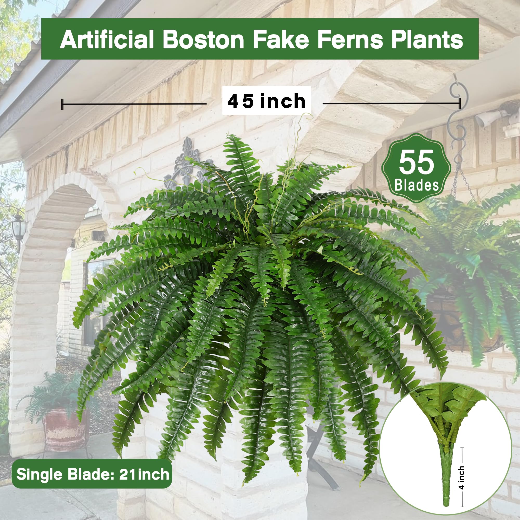 Dkaltm Boston fern bush, 45-inch diameter, ideal for expansive outdoor displays.