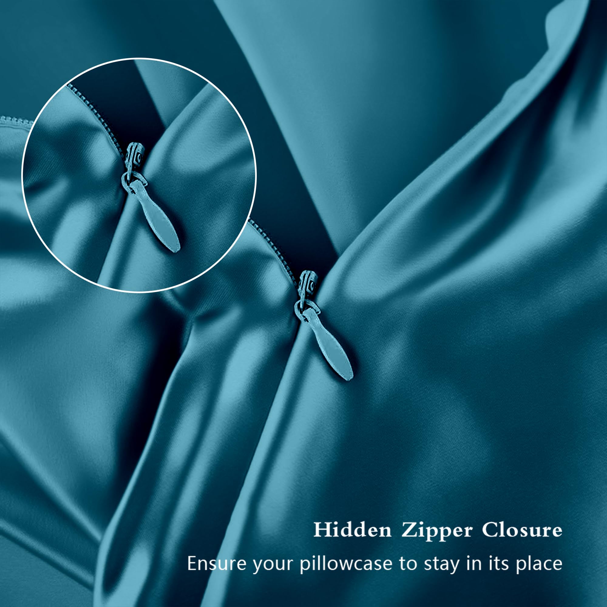 Hidden zipper detail on DKBslik pillowcase keeps the pillow secure overnight