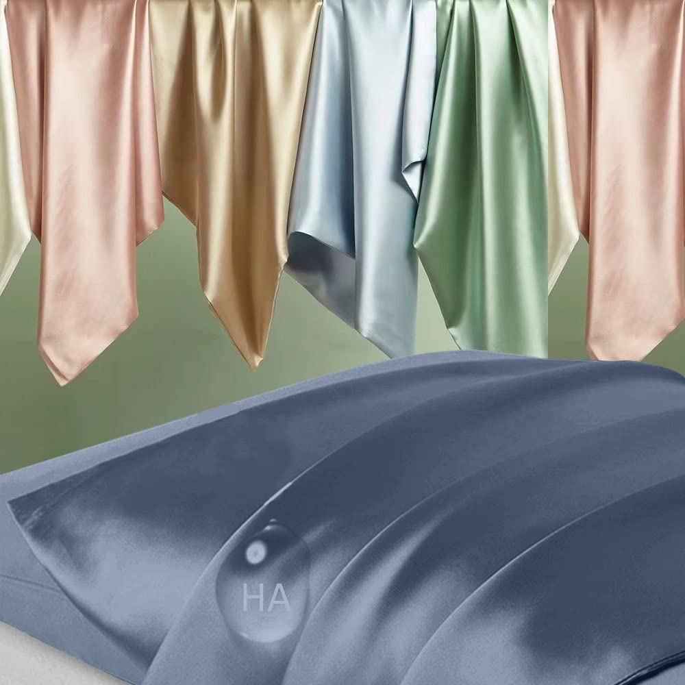 DKBslik ash blue silk pillowcase packaged image shows gift-ready presentation