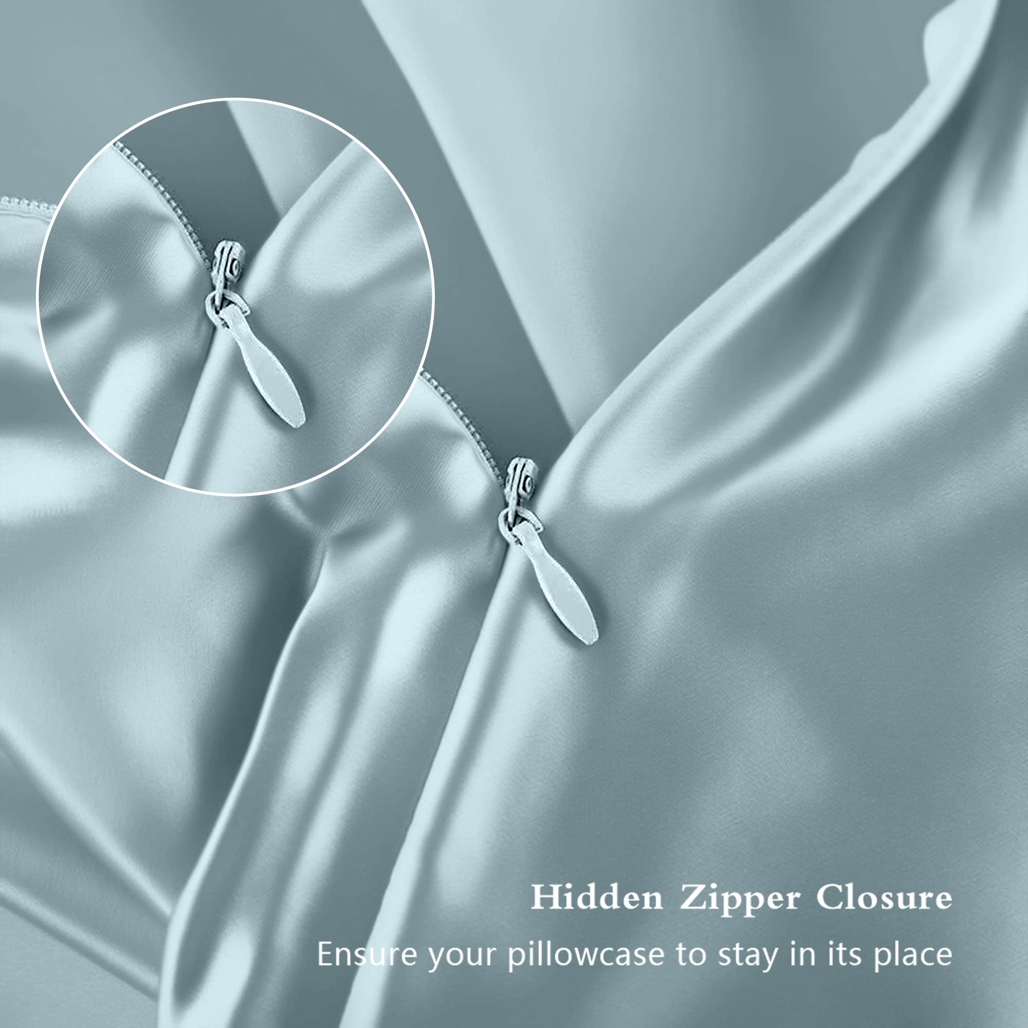 Close-up of DKBslik silk pillowcase smoothing skin surface