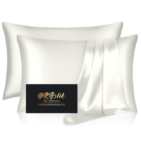 DKBslik silk pillowcase ivory 2 pack with smooth surface for hair and skin care