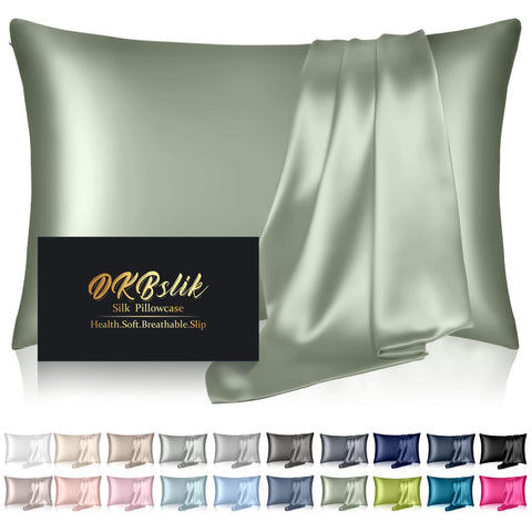 DKBslik silk pillowcase king size in sage green smooths hair care routine