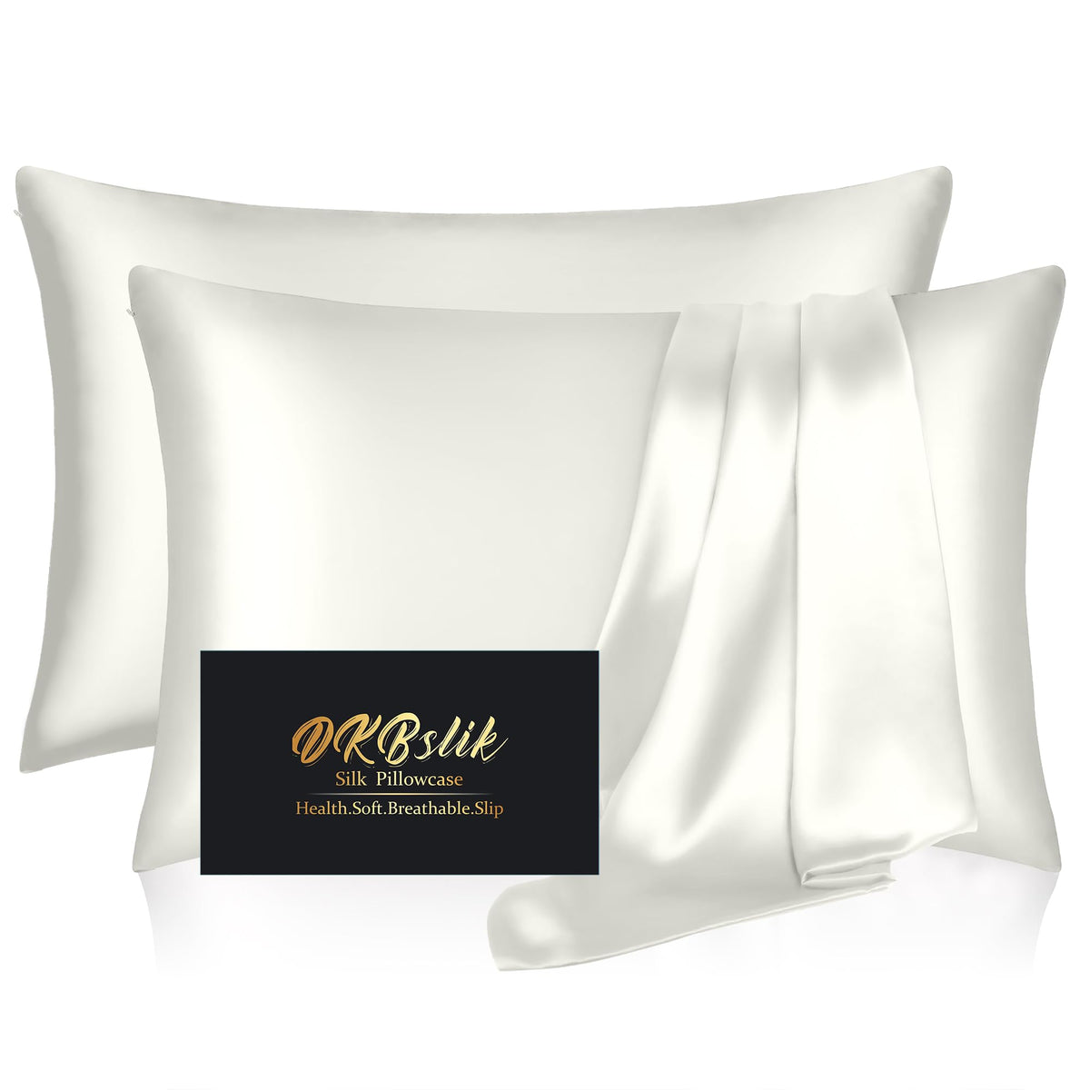 DKBslik Silk Pillowcase Queen 2 Pack with soft mulberry silk for smooth skin and hair.