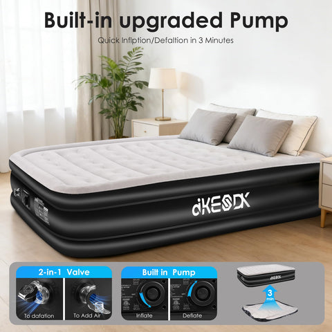 dkesdk Air Mattress Queen supports up to 660 pounds for durable guest readiness.