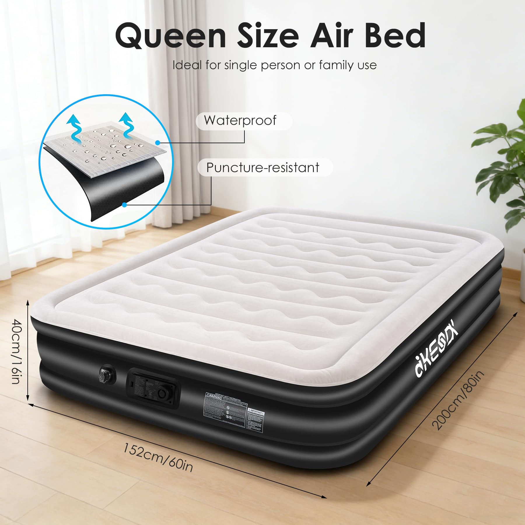 dkesdk Air Mattress Queen with storage bag for easy transport and storage.