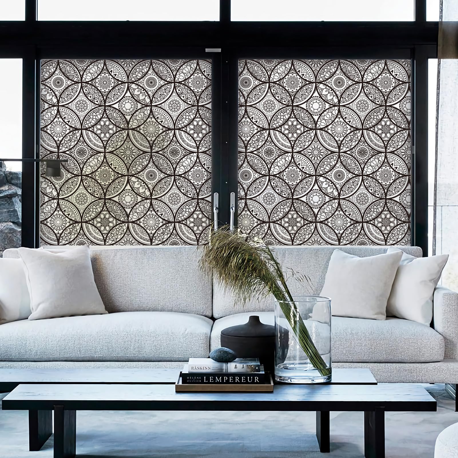 DKTIE removable privacy film suits front doors with stained-glass style