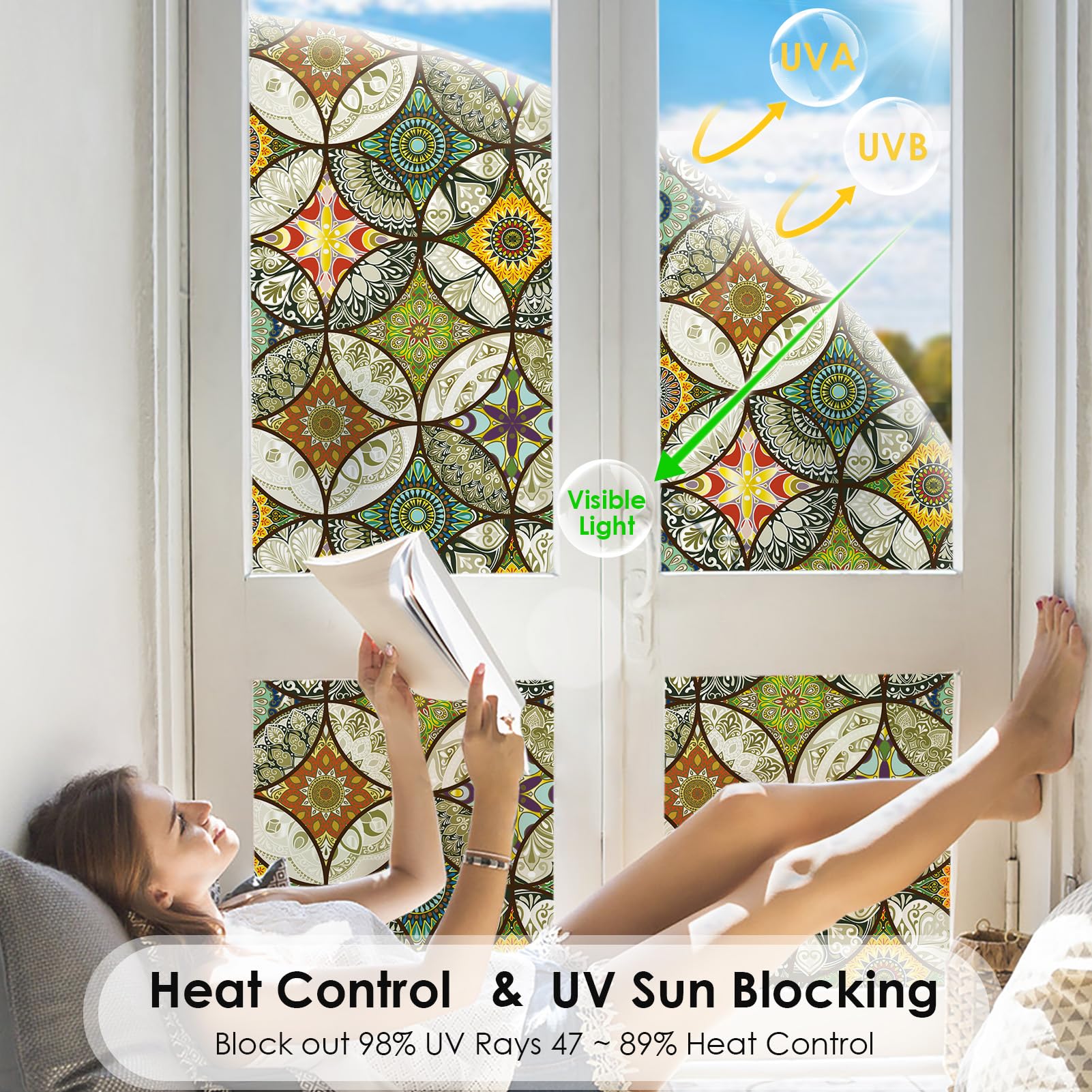 DKTIE privacy film on front door adds pattern while preserving daylight