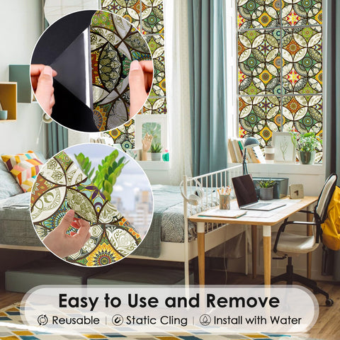 DKTIE colorful stained glass film for elegant interior privacy