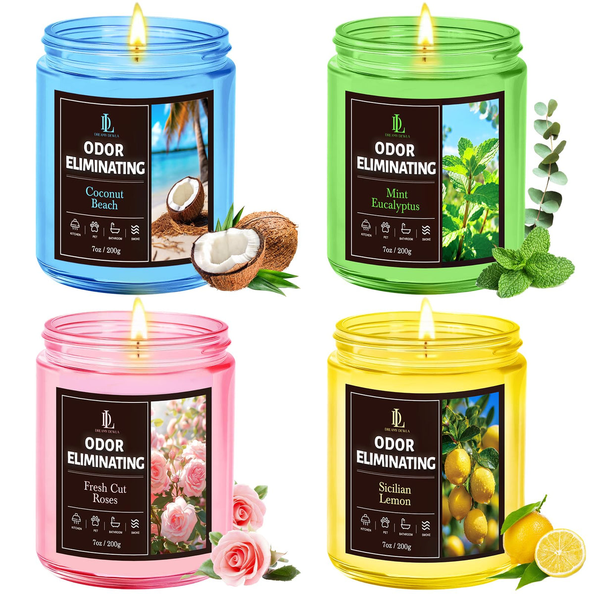 DL Dreamy Dewla lemon mint eucalyptus candle provides fresh, uplifting scent for any room