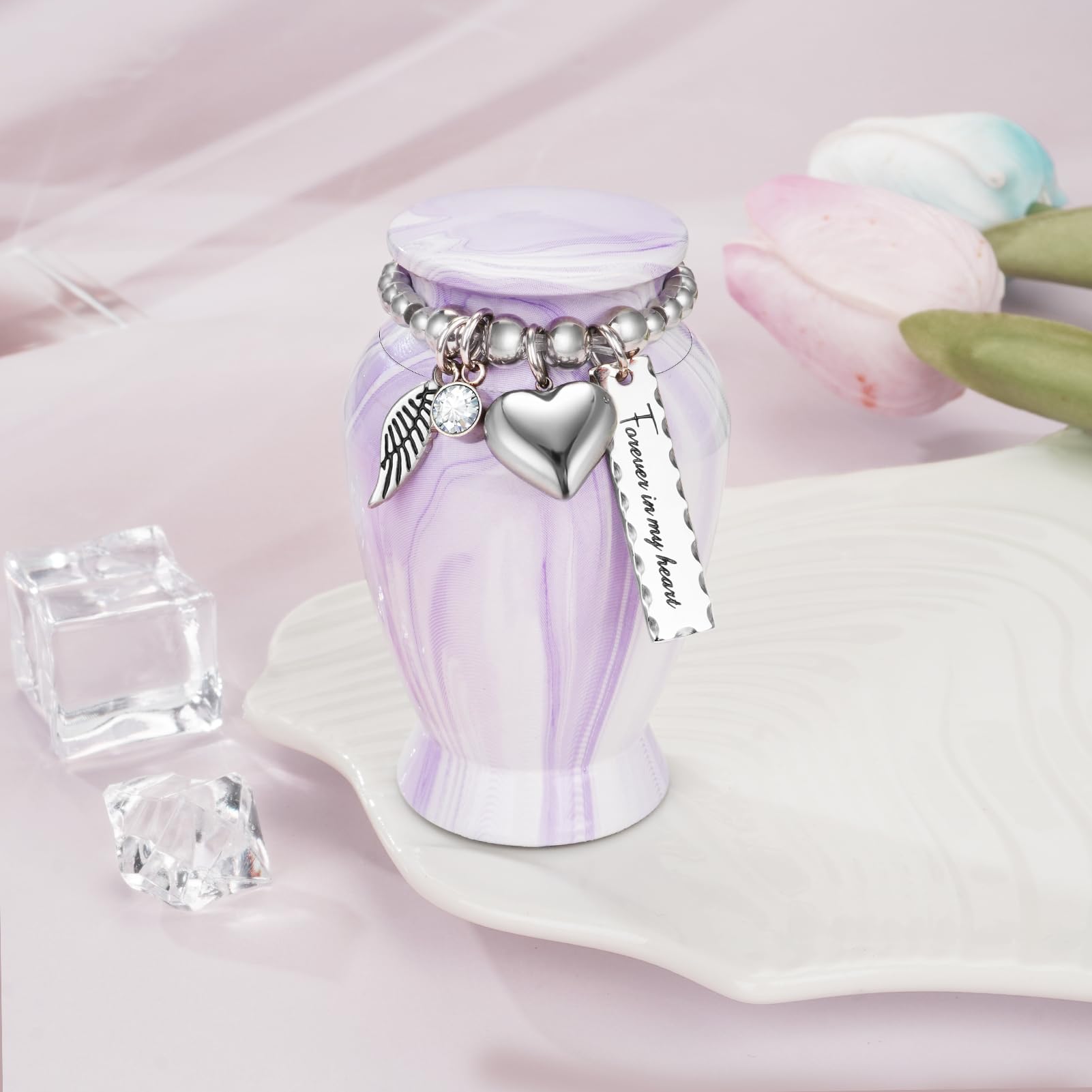Dletay soft lavender urn finish, evokes serenity and peace.