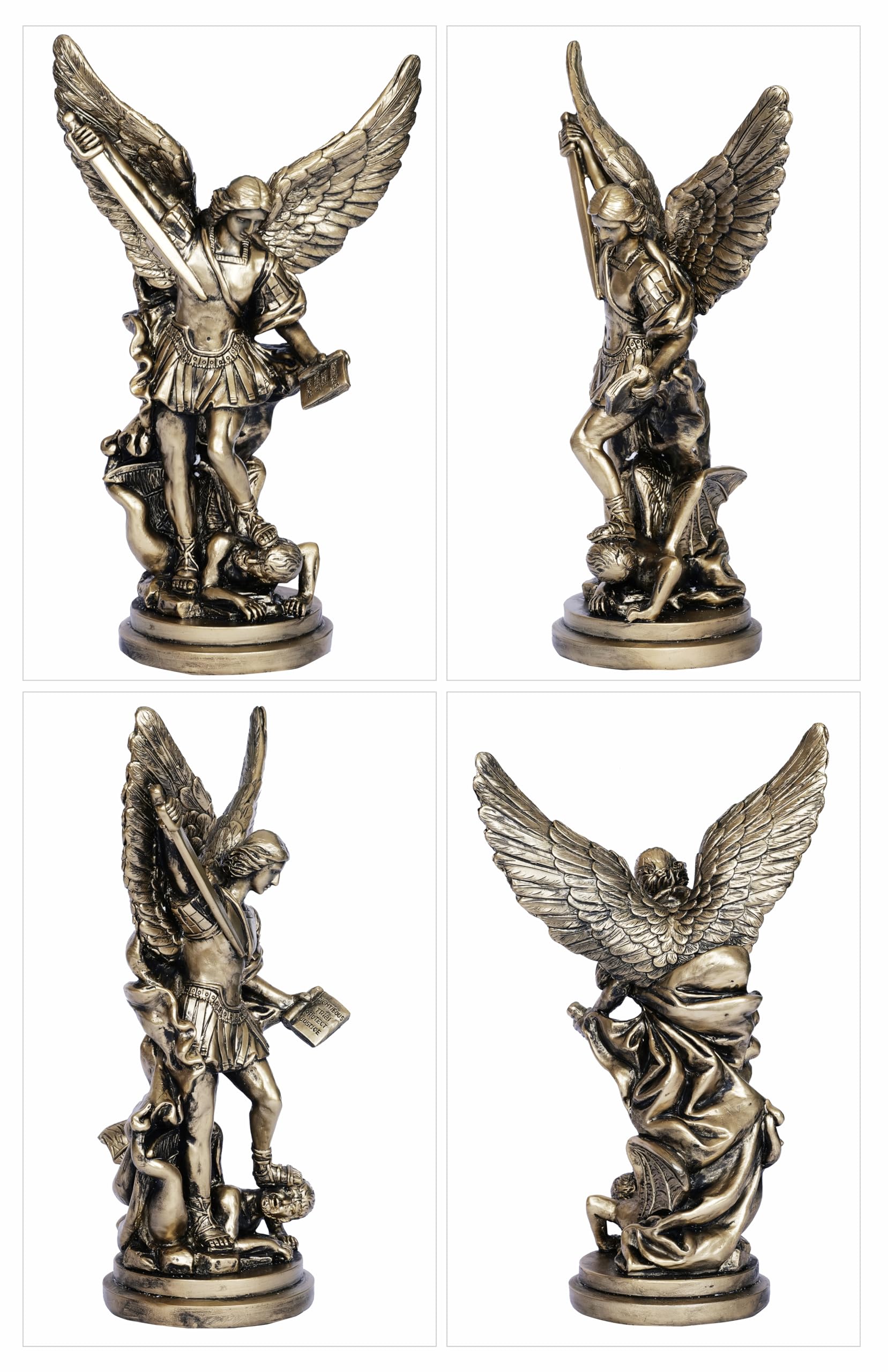 Dlfghos Archangel Michael close-up carving; intricate details reflect craftsmanship.