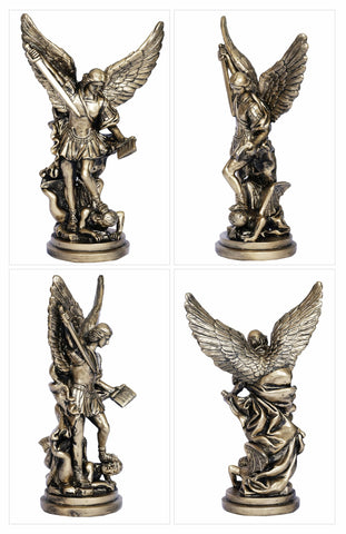 Dlfghos Archangel Michael close-up carving; intricate details reflect craftsmanship.