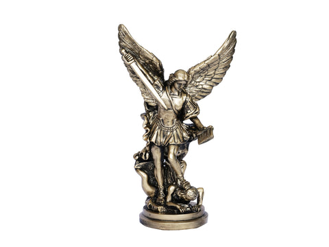 Dlfghos St Michael Archangel statue; 12.2in tall, bold centerpiece for your home.