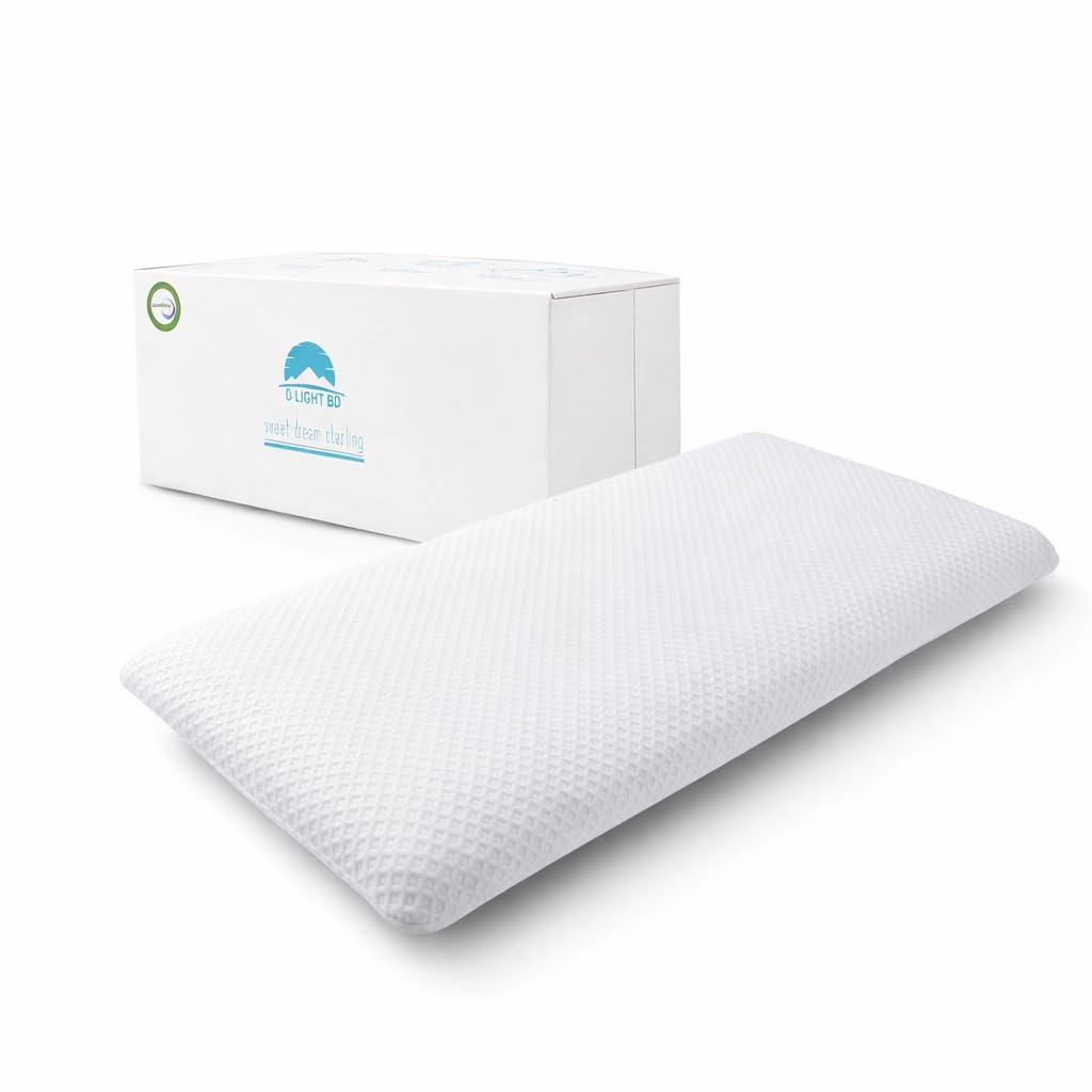 DLIGHT BD Slim pillow front view showing the thin profile for stomach sleepers