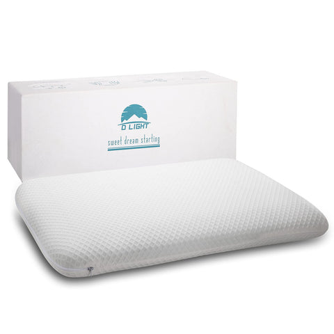 DLIGHT BD Slim Pillow front view showing ultra-thin profile for stomach sleepers