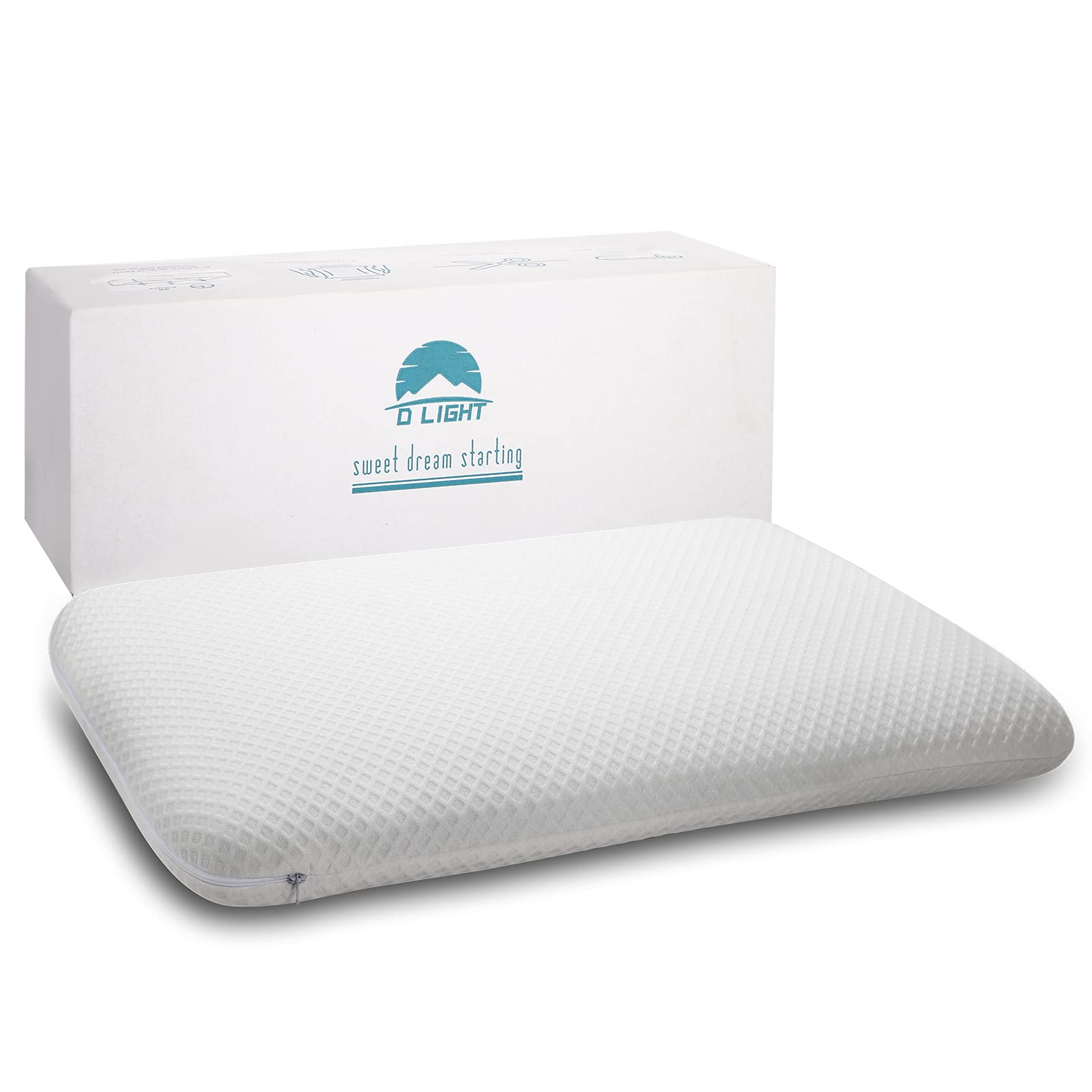 DLIGHT BD Ultra Slim 2.7-inch pillow top view shows low-profile support for stomach sleepers.