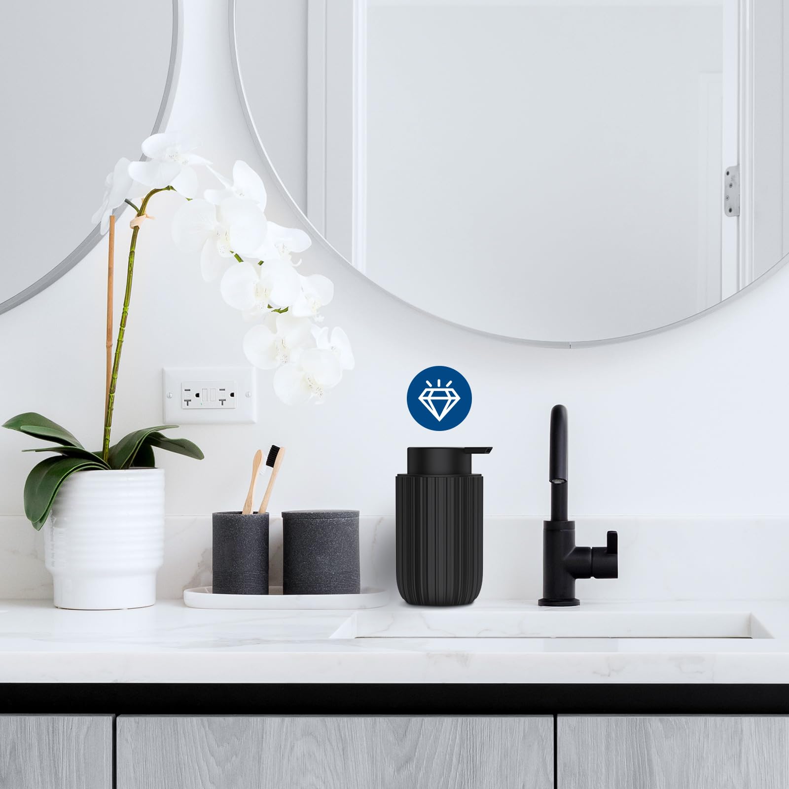 Dlirho ceramic foaming soap dispenser in a kitchen setting for organized counters