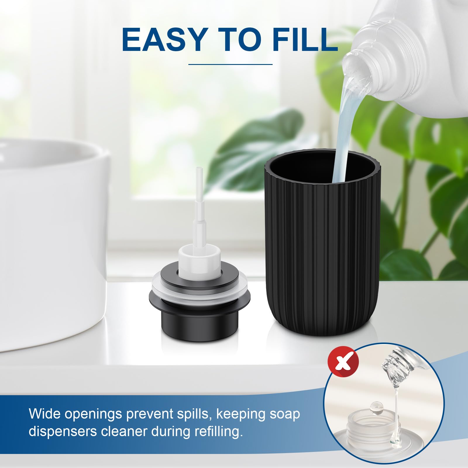 Dlirho ceramic foaming soap dispenser side view showing sleek black finish