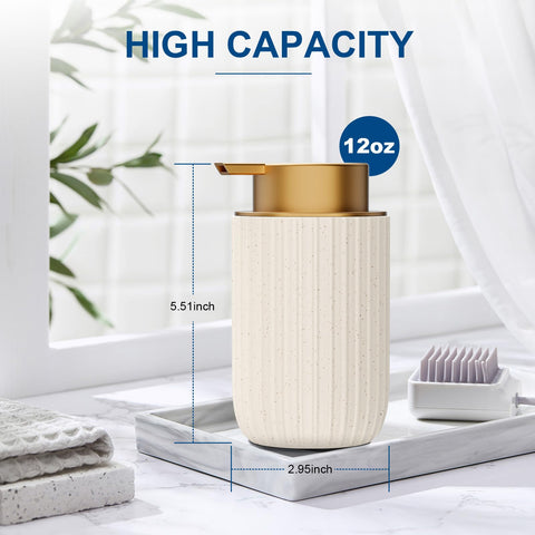Dlirho grip-striped-beige dispenser improves handling during handwashing.