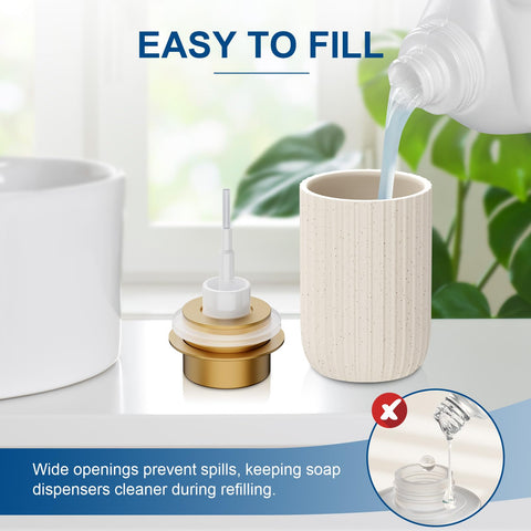 Dlirho ceramic dispenser with removable pump for easy refills.