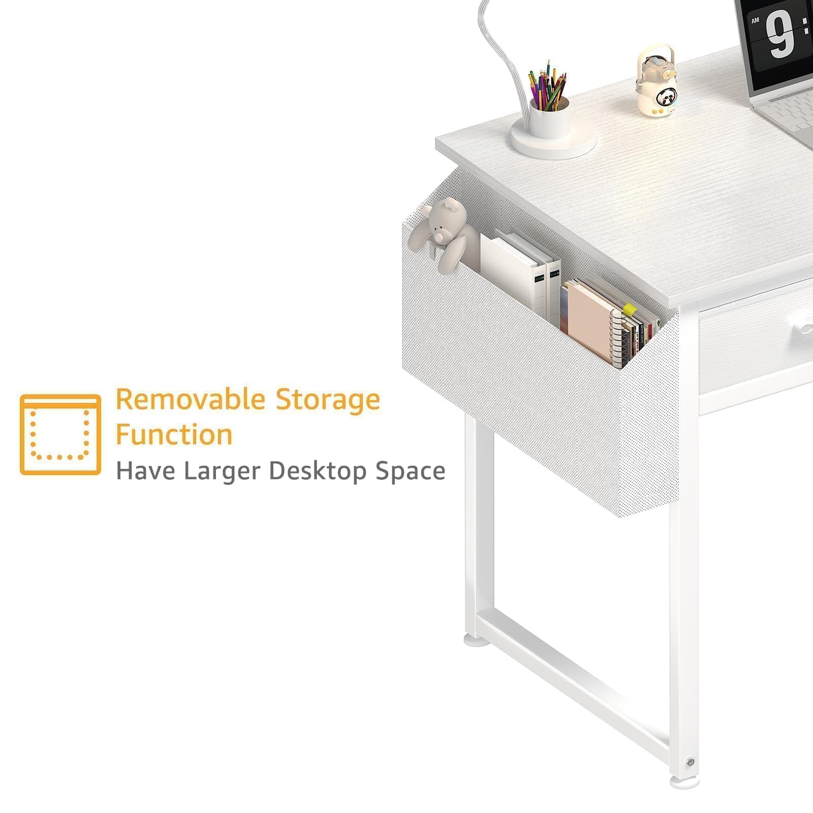 DLisiting desk with adjustable legs protects floors and reduces movement noise.