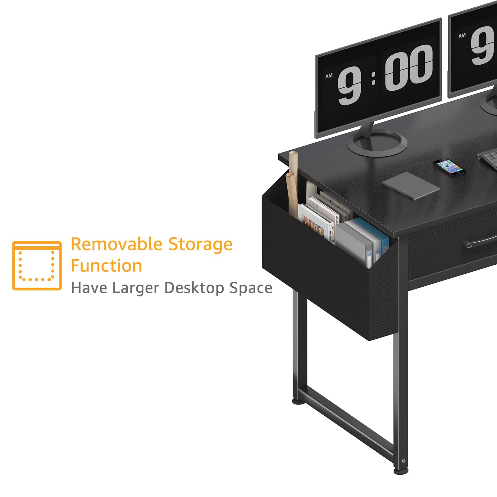 DLisiting compact desk fits bedroom or study corner.