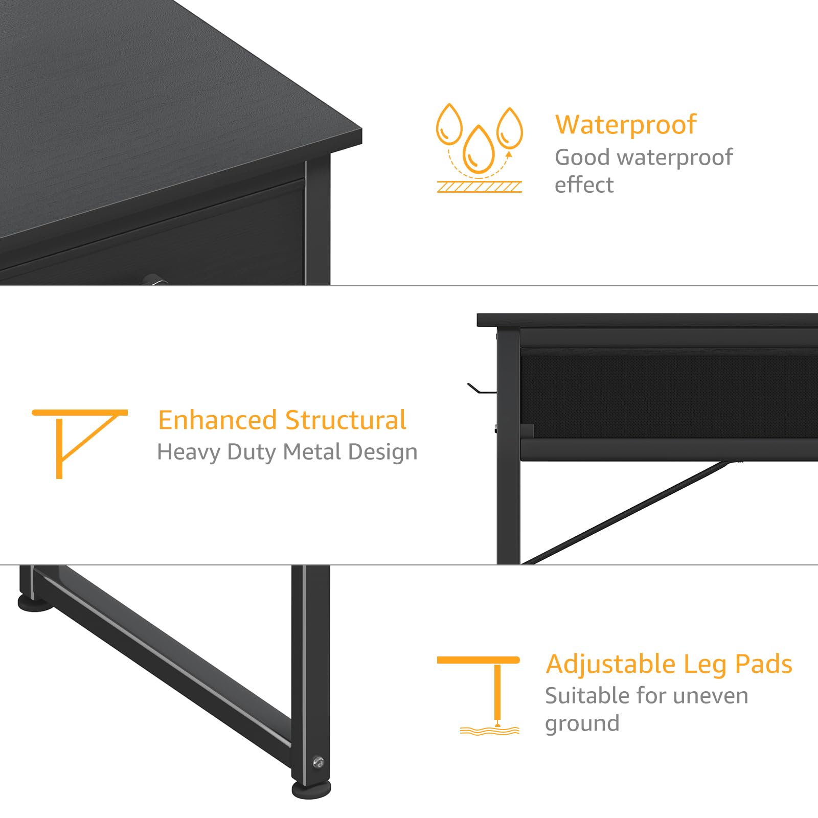 DLisiting under-desk fabric drawers keep clutter hidden.