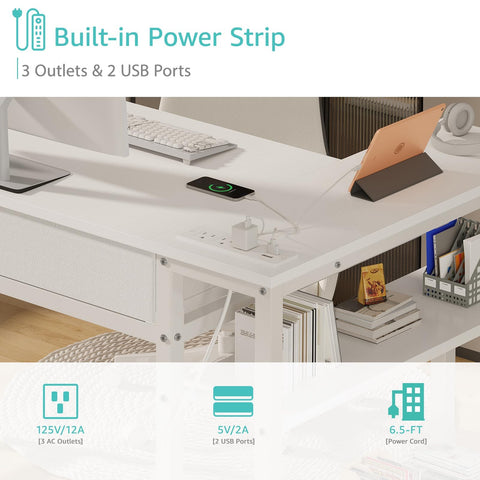 DLisiting desk with adjustable shelf heights for custom organization