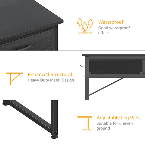 DLisiting under-desk fabric drawers provide hidden storage space.